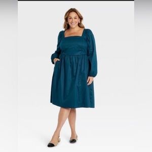 Ava & Viv Blue Balloon Long Sleeve Dress